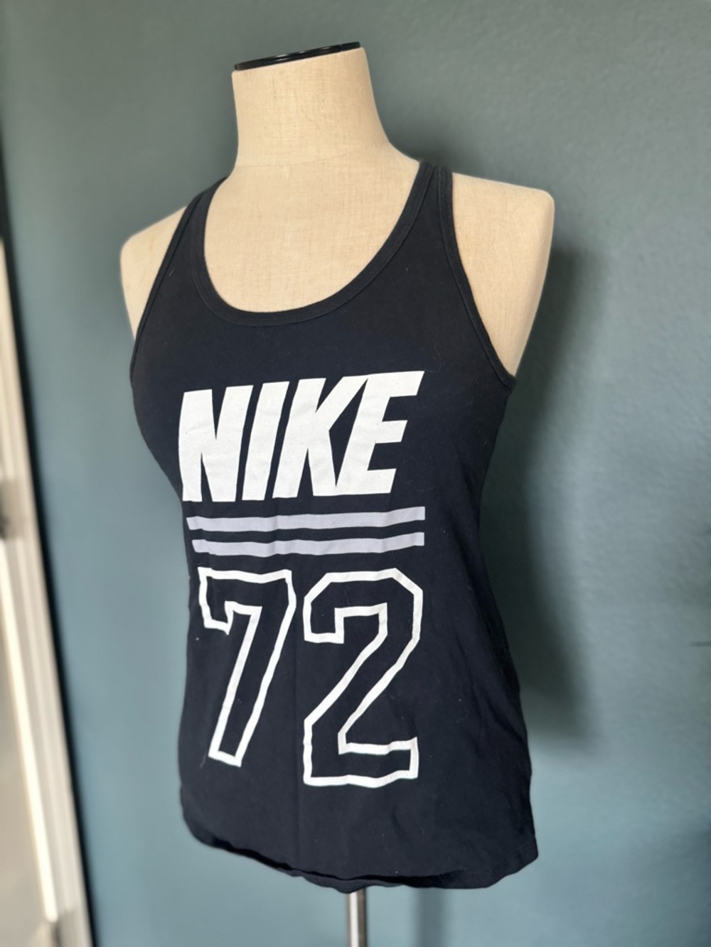 Nike Black Graphic Athletic Tank with White Logo Print